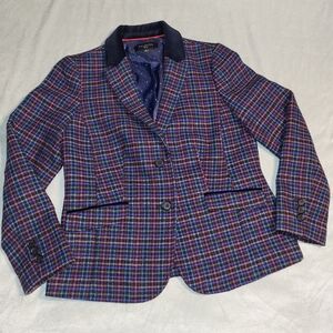 Talbots Plaid blazer wool blend S NWOT grunge primary colors